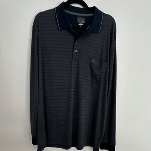 Greg Norman for Tasso Elba Play Dry Men's XL Gray Striped LS Polo Golf